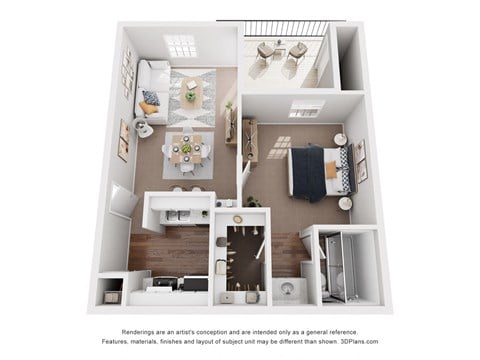 Floor plan for 1 bed, 1 bath, 474 sqft